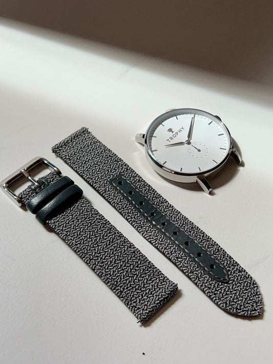 Grey Perlon Quick Release Watch Strap