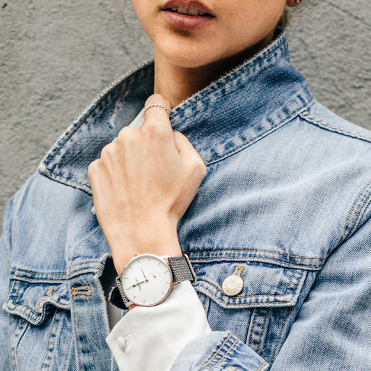 Silver & White / Grey Perlon - Trophy Watch Company