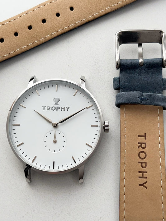 Blue leather watch strap - Quick release leather watch strap