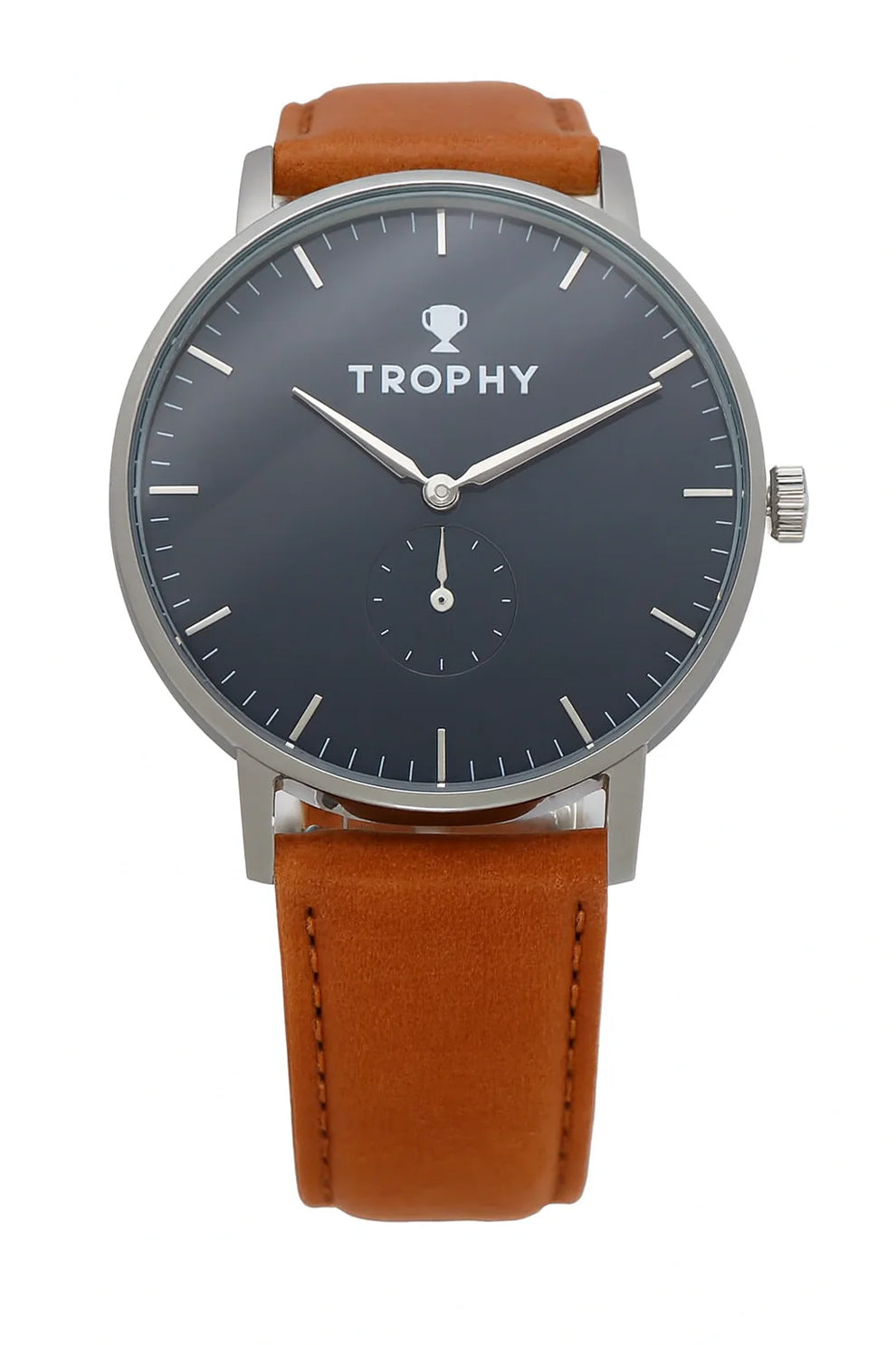 Navy Blue Dial Mens Dress Watch, Tan Leather Strap | Trophy Watch Co