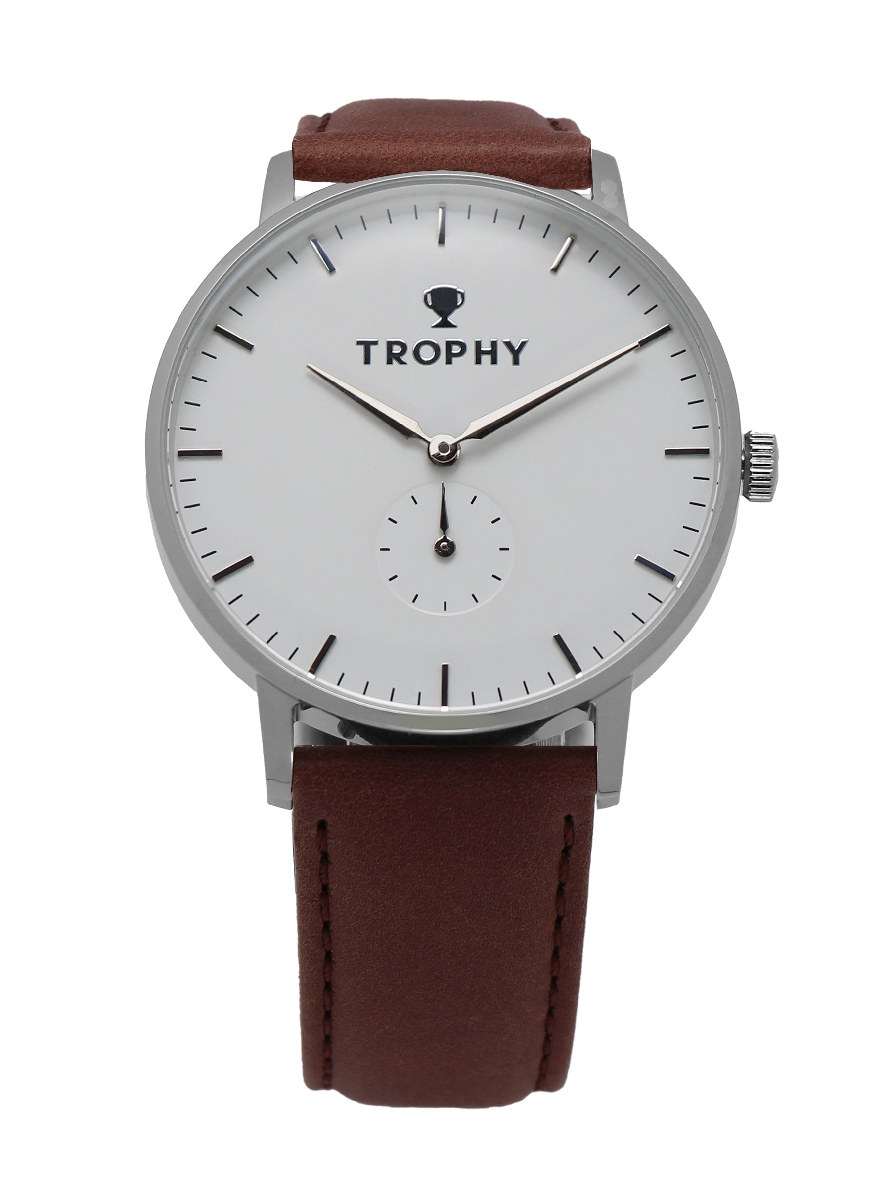 Trophy Watch Company | 40mm STERLING PERLON: The Sterling combines a silver-white dial and black and grey woven perlon strap for a look that’s crisp, neutral, and refined. Its polished 40mm stainless steel case keeps a slim profile, making it effortlessly