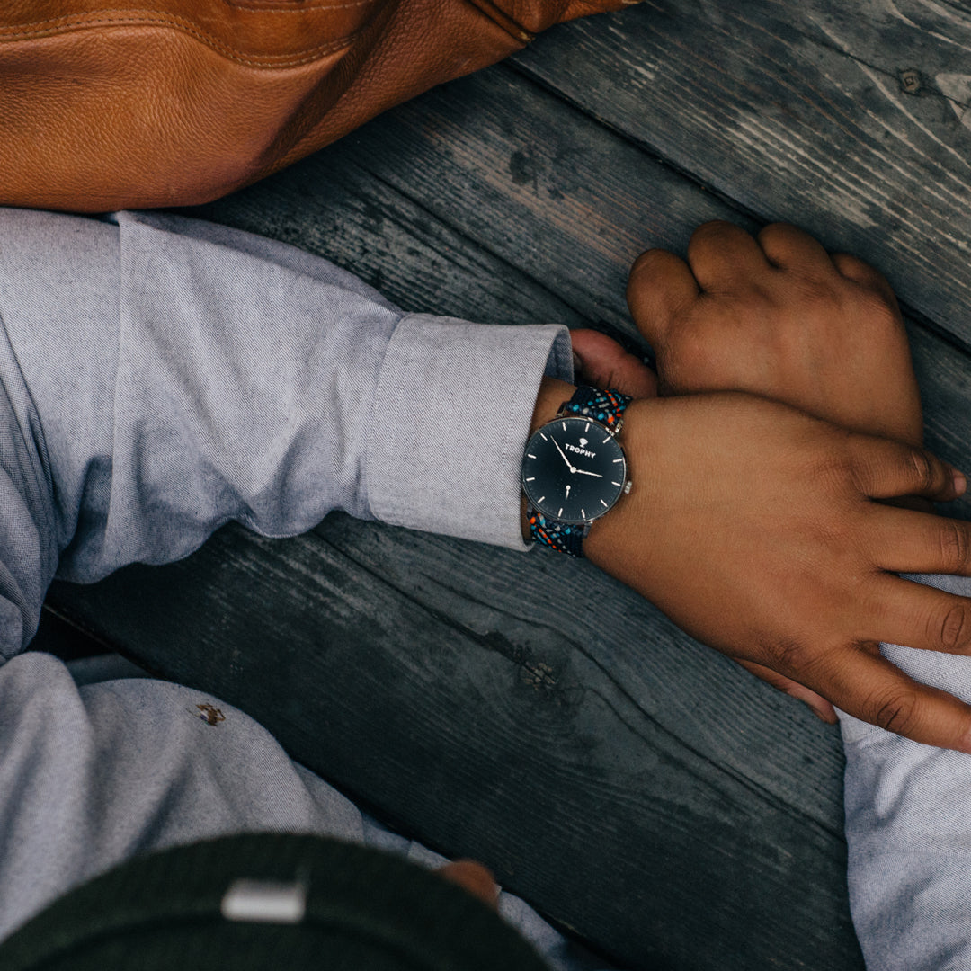 Navy & Silver  / Multicolor perlon - Trophy Watch Company